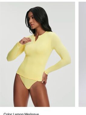 Better Me Quarter Zip Long Sleeve Workout Top - Lemon Meringue size small